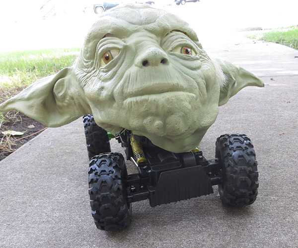 Yoda Attached to a Remote Control Car