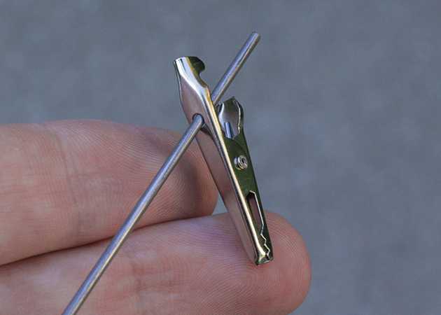 Threading Music Wire Through Alligator Clip